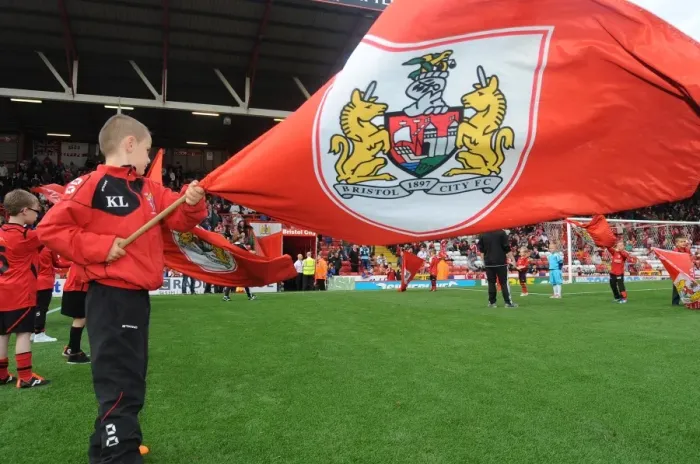 Framed Print : Flag-Bearing Pride: Bristol City vs Colchester United at Ashton Gate, September 2013 (Sky Bet League One)