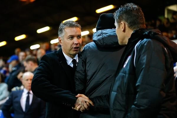 Football Managers Darren Ferguson and Steve Cotterill Greet Each Other Before Peterborough United vs. Bristol City Match