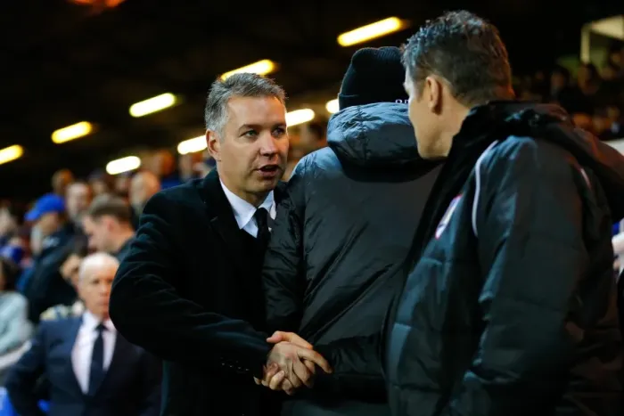 Framed Print : Football Managers Darren Ferguson and Steve Cotterill Greet Each Other Before Peterborough United vs. Bristol City Match