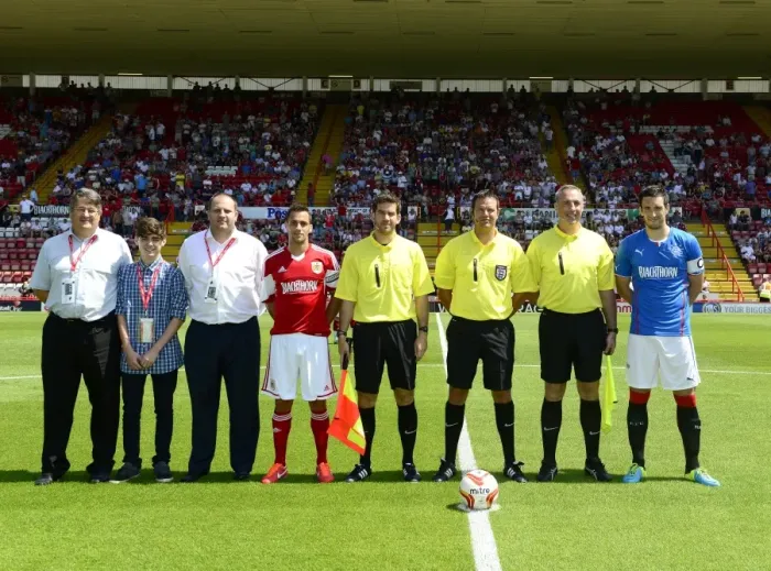 Framed Print : Football Rivalry: Bristol City vs Glasgow Rangers Clash at Ashton Gate Stadium, 2013