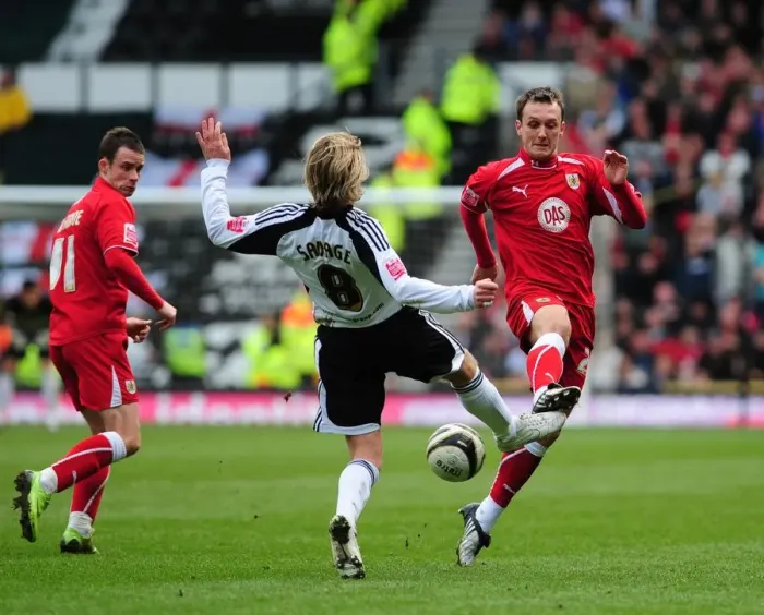 Framed Print : A Football Rivalry: Derby County vs. Bristol City - Season 08-09: The Clash Between the Rams and the Robins