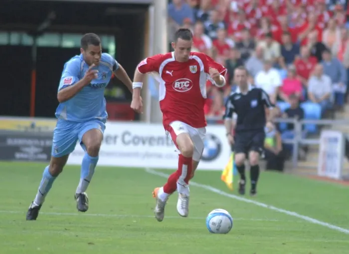 Framed Print : Football Rivalry: The Intense Moment - Michael McIndoe (Coventry City) vs. Bristol City