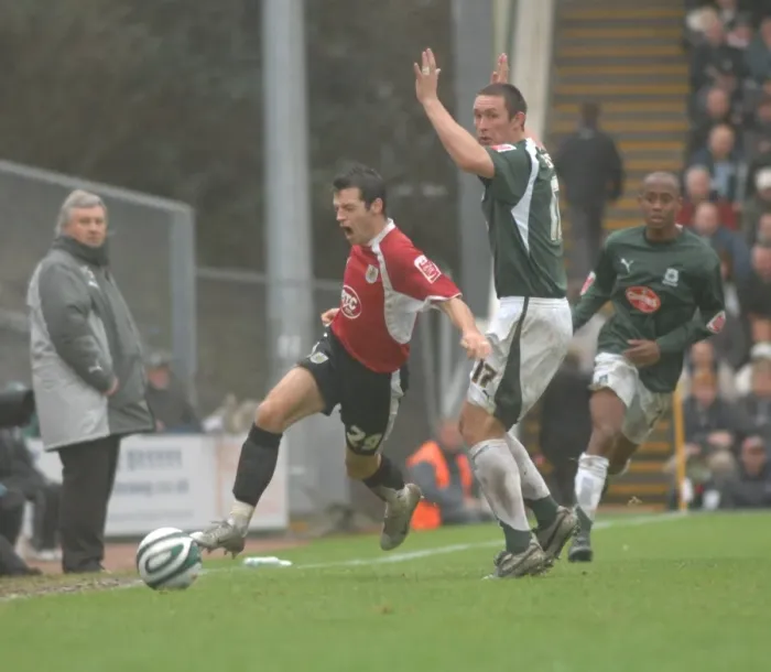 Framed Print : Football Rivalry: Ivan Sproule's Intense Moment at Plymouth vs. Bristol City Framed Print : Football Rivalry: Ivan Sproule's Intense Moment at Plymouth vs. Bristol City