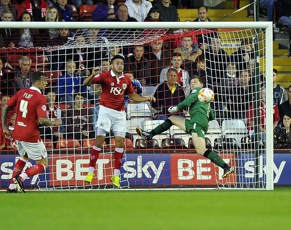 Frank Fielding Clears Ball for Bristol City in Sky Bet League One Match Against Leyton Orient, 2014