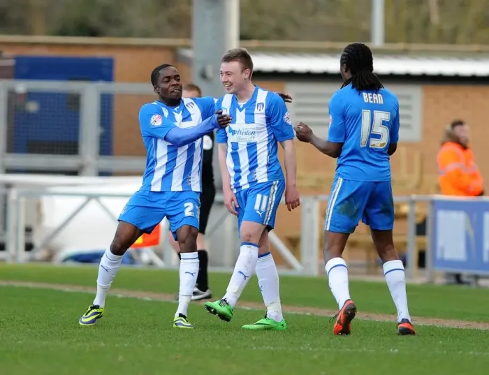 Framed Print : Freddie Sears's Goal Celebration: Colchester United vs. Bristol City, 2014 Framed Print : Freddie Sears's Goal Celebration: Colchester United vs. Bristol City, 2014