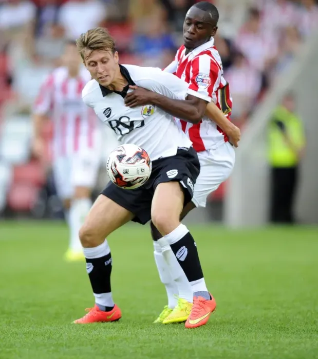 Framed Print : Freeman vs. Sterling-James: A Fierce Rivalry Emerges in the Pre-Season Friendly between Bristol City and Cheltenham Town (July 2014)