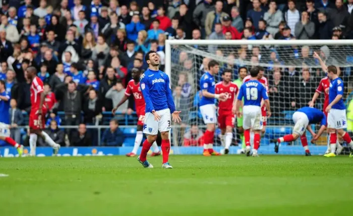 Framed Print : Frustration on Fratton Park: Portsmouth's Ricardo Rocha Reacts to Missed Chance Against Bristol City (17-03-2012) Framed Print : Frustration on Fratton Park: Portsmouth's Ricardo Rocha Reacts to Missed Chance Against Bristol City (17-03-2012)