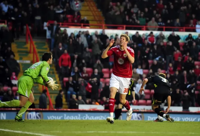 Framed Print : Frustration for Jon Stead as Bristol City and Cardiff Clash in Championship Match, 01 / 01 / 2011 Framed Print : Frustration for Jon Stead as Bristol City and Cardiff Clash in Championship Match, 01 / 01 / 2011