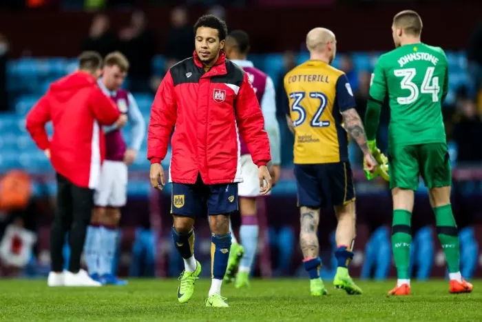Framed Print : Frustration for Korey Smith as Bristol City Lose 2-0 to Aston Villa Framed Print : Frustration for Korey Smith as Bristol City Lose 2-0 to Aston Villa