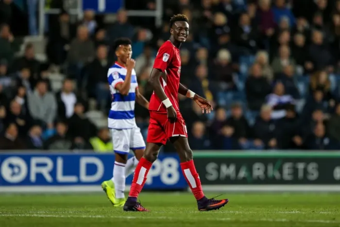 Framed Print : Frustration for Tammy Abraham as Shot Goes Wide in QPR v Bristol City Championship Clash