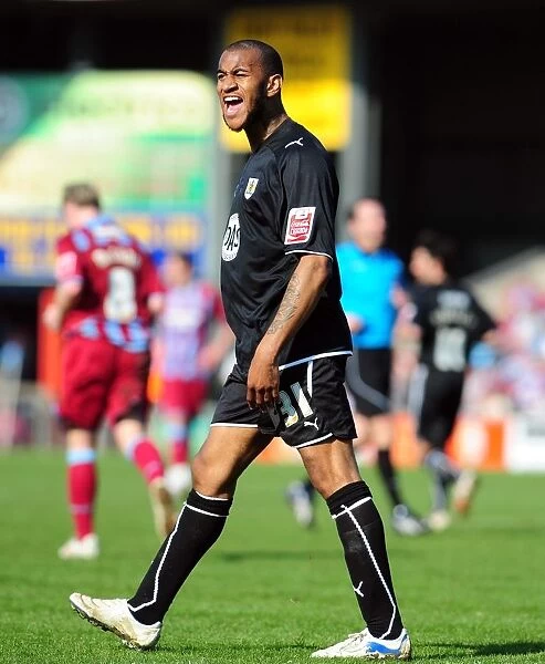Frustration Unleashed: Danny Haynes of Bristol City during Championship Clash vs Scunthorpe United (April 2010)
