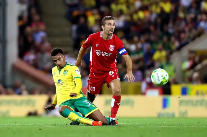 Framed Print : Gary O'Neil Tackles Josh Murphy: Intense Moment from Norwich City vs. Bristol City Championship Clash Framed Print : Gary O'Neil Tackles Josh Murphy: Intense Moment from Norwich City vs. Bristol City Championship Clash