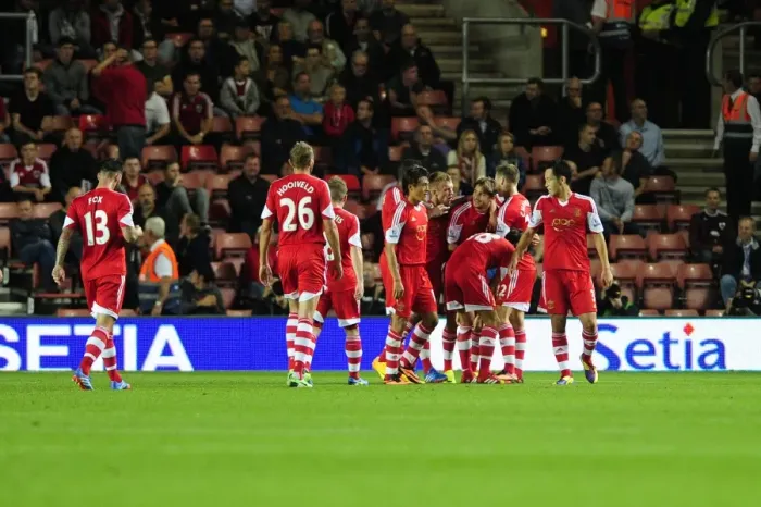 Framed Print : Gaston Ramirez's Goal: Southampton Celebrates Over Bristol City in Cup Match