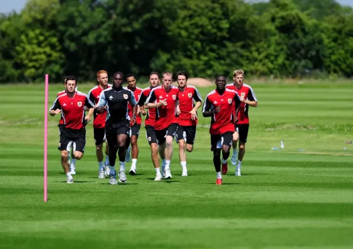 Framed Print : Gearing Up: Bristol City First Team's Pre-season Training for the 2011-12 Season Framed Print : Gearing Up: Bristol City First Team's Pre-season Training for the 2011-12 Season