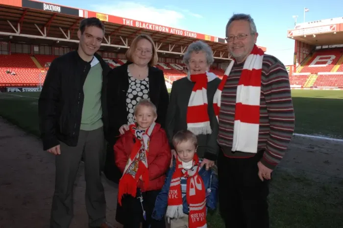 Framed Print : Four Generations of Bristol City FC Fans: A Family Tradition at Ashton Gate