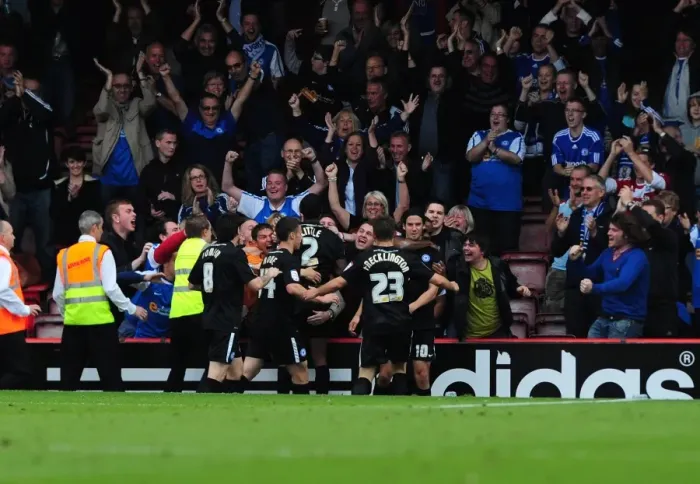 Framed Print : George Boyd's Thrilling Goal Celebration with Peterborough Fans - Bristol City vs. Peterborough United, Championship Match (15 / 10 / 2011) Framed Print : George Boyd's Thrilling Goal Celebration with Peterborough Fans - Bristol City vs. Peterborough United, Championship Match (15 / 10 / 2011)