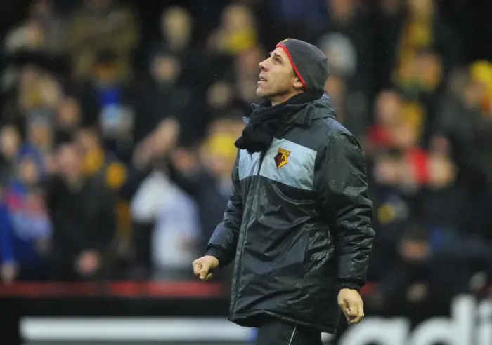 Framed Print : Gianfranco Zola Looks Skyward as Bristol City vs. Watford Match is Postponed Framed Print : Gianfranco Zola Looks Skyward as Bristol City vs. Watford Match is Postponed