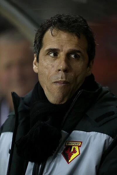 Gianfranco Zola's Disappointed Expression as Bristol City Leads at Half-Time Against Watford