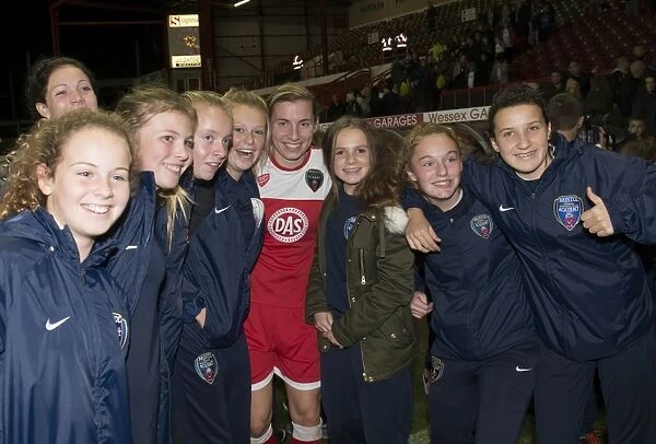 Grace McCatty of Bristol City FC Interacts with Fans During BAWFC vs. FC Barcelona Match