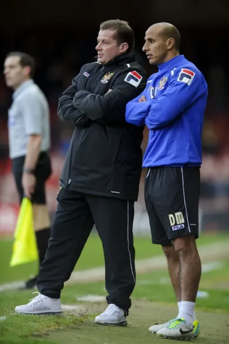 Framed Print : Graham Westley Watches as Bristol City and Stevenage Clash in Sky Bet League One Framed Print : Graham Westley Watches as Bristol City and Stevenage Clash in Sky Bet League One