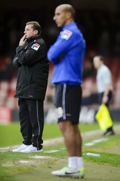 Framed Print : Graham Westley Witnesses Rivalry: Intense Bristol City vs. Stevenage Clash in Sky Bet League One Framed Print : Graham Westley Witnesses Rivalry: Intense Bristol City vs. Stevenage Clash in Sky Bet League One