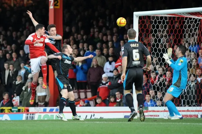 Framed Print : Greg Cunningham Scores for Bristol City Against Stevenage, December 2013 Framed Print : Greg Cunningham Scores for Bristol City Against Stevenage, December 2013
