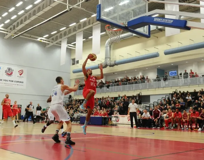 Framed Print : Greg Streete's Thrilling Basketball Goal for Bristol Flyers Against Surrey United Framed Print : Greg Streete's Thrilling Basketball Goal for Bristol Flyers Against Surrey United
