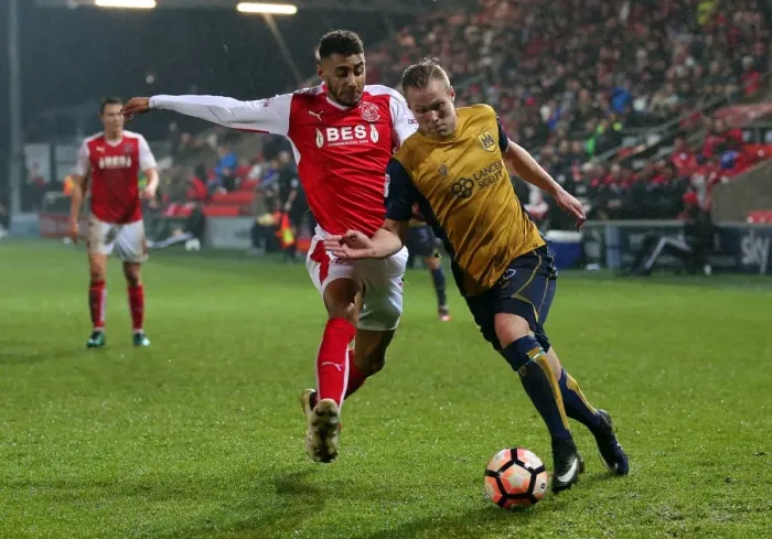 Framed Print : Gustav Engvall in Action: Fleetwood Town vs. Bristol City, FA Cup Third Round Replay