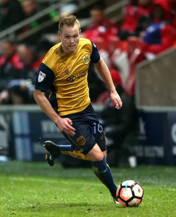 Framed Print : Gustav Engvall of Bristol City in Action against Fleetwood Town, FA Cup Replay - January 17, 2017