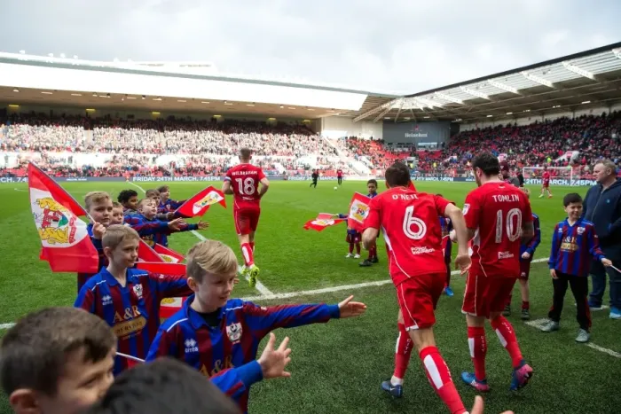 Framed Print : Half Time Flagbearers: Bristol City vs Burton Albion, Sky Bet EFL Championship, Ashton Gate, Bristol, England - March 2017 Framed Print : Half Time Flagbearers: Bristol City vs Burton Albion, Sky Bet EFL Championship, Ashton Gate, Bristol, England - March 2017