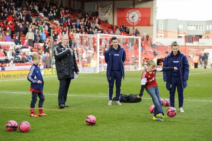 Framed Print : Half Time Fun: Children's Competition at Bristol City vs Gillingham Football Match Framed Print : Half Time Fun: Children's Competition at Bristol City vs Gillingham Football Match