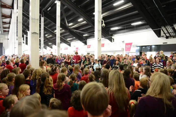 Framed Print : Handfuls of Harmony Choir Perform at Bristol City's Ashton Gate during Fulham Match
