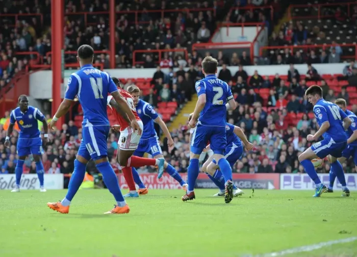 Framed Print : Back Heel Save: Jay Emmanuel-Thomas Thwarts Crewe's Goal Attempt at Ashton Gate, 2014
