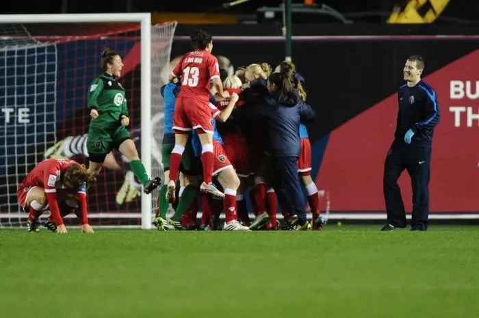 Framed Print : Historic Victory: Bristol Academy Women's FC Triumph Over FC Barcelona at Ashton Gate