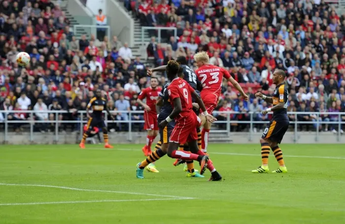 Framed Print : Hordur Magnusson Charges Towards Newcastle United Goal: Bristol City vs Newcastle United, Sky Bet Championship (2016)