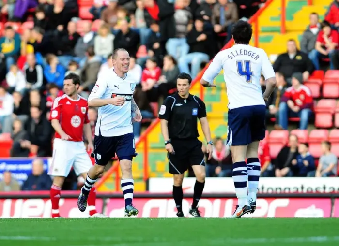 Framed Print : Iain Hume's Goal Celebration: Bristol City vs. Preston North End, Championship Match, Ashton Gate Stadium (2010)