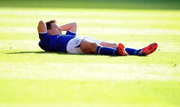 Injured Sean St Ledger of Leicester City during Leicester City vs Bristol City Championship Match, October 6, 2012