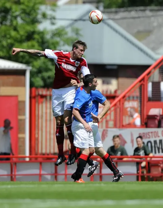 Framed Print : Intense Aerial Clash: Aden Flint vs Nicky Clark, Bristol City vs Glasgow Rangers Framed Print : Intense Aerial Clash: Aden Flint vs Nicky Clark, Bristol City vs Glasgow Rangers