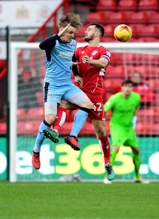 Framed Print : Intense Aerial Clash: Bailey Wright vs. Danny Ward Framed Print : Intense Aerial Clash: Bailey Wright vs. Danny Ward