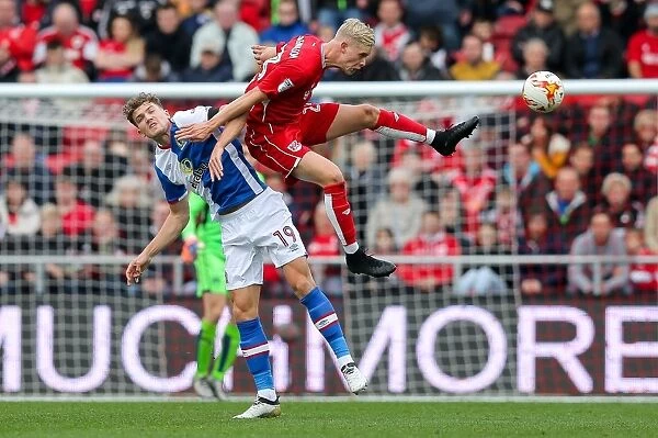 Intense Aerial Clash: Sam Gallagher vs Hordur Magnusson, Bristol City vs Blackburn Rovers
