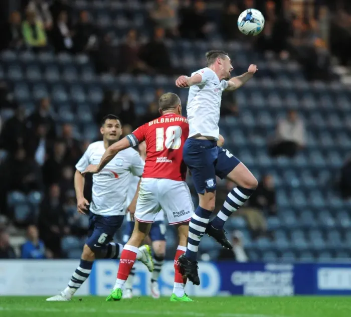 Framed Print : Intense Aerial Clash: Wilbraham vs. Huntington at Deepdale Stadium Framed Print : Intense Aerial Clash: Wilbraham vs. Huntington at Deepdale Stadium