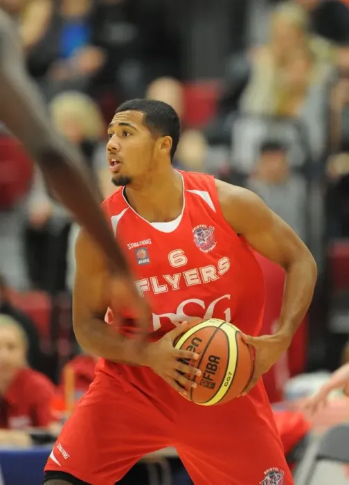 Framed Print : Intense Basketball: Dwayne Lautier-Ogunleye of Bristol Flyers in Action against Cheshire Phoenix (November 2014)