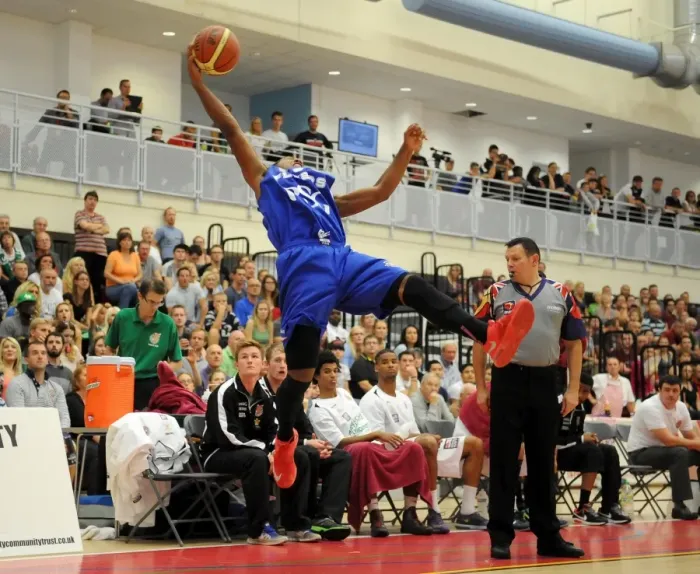 Framed Print : Intense Basketball Showdown: Dwayne Lautier-Ogunleye's Determined Play (Bristol Flyers vs. Plymouth Raiders) Framed Print : Intense Basketball Showdown: Dwayne Lautier-Ogunleye's Determined Play (Bristol Flyers vs. Plymouth Raiders)