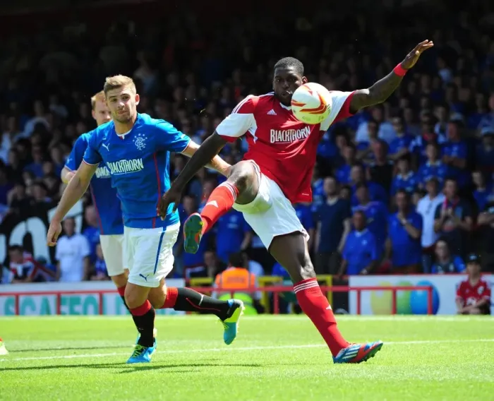 Framed Print : Intense Battle for Possession: Jay Emmanuel-Thomas vs Kyle Hutton - Bristol City vs Glasgow Rangers Framed Print : Intense Battle for Possession: Jay Emmanuel-Thomas vs Kyle Hutton - Bristol City vs Glasgow Rangers
