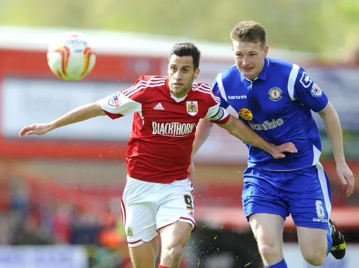 Framed Print : Intense Battle for Possession: Sam Baldock vs. Adam Dugdale, Bristol City vs. Crewe, Sky Bet League One, 2014