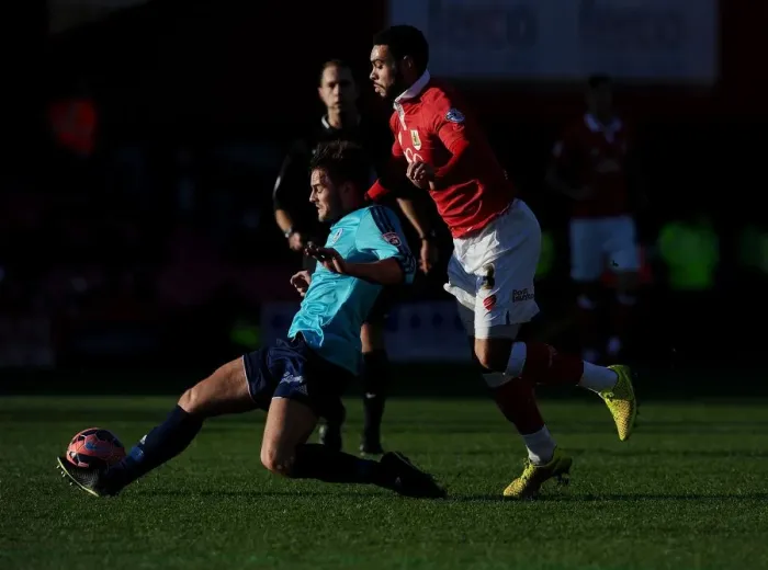 Framed Print : Intense FA Cup Battle: Derrick Williams Fights for Ball Framed Print : Intense FA Cup Battle: Derrick Williams Fights for Ball