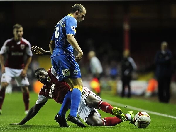 Intense Football Moment: Jay Emmanuel-Thomas Tackles Luke Summerfield, Bristol City vs Shrewsbury Town