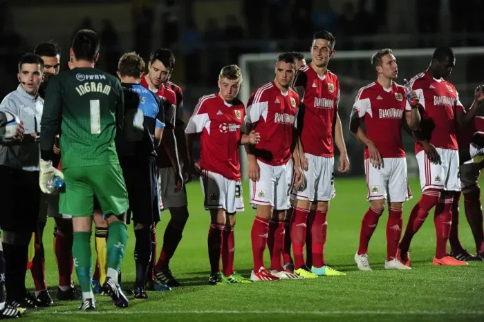 Framed Print : Intense Football Rivalry: Bristol City vs Wycombe Wanderers in the Johnstone's Paint Trophy Clash at Adams Park (October 8, 2013) Framed Print : Intense Football Rivalry: Bristol City vs Wycombe Wanderers in the Johnstone's Paint Trophy Clash at Adams Park (October 8, 2013)