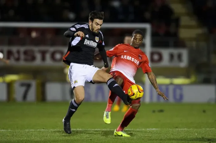Framed Print : Intense Midfield Battle: Marlon Pack vs. Kevin Lisbie, Leyton Orient vs. Bristol City, 2014 Framed Print : Intense Midfield Battle: Marlon Pack vs. Kevin Lisbie, Leyton Orient vs. Bristol City, 2014