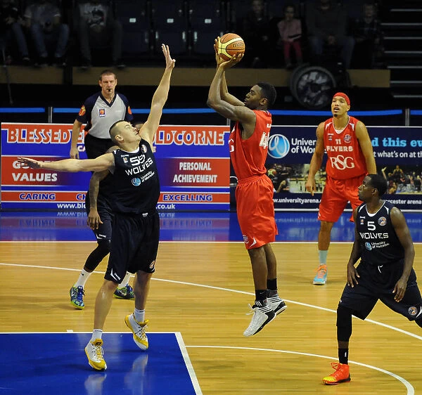 Intense Moment: Alif Bland of Bristol Flyers vs. Worcester Wolves in British Basketball League Cup